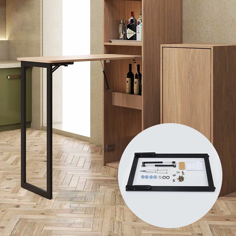 European Small Counter Hidden Leg Kitchen Expandable Coffee Tea Party Dining Table Wooden Bar Cabinet Folding Mini Wall for Home