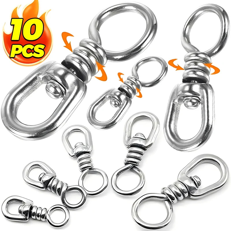 Stainless Steel Fishing Swivel Connector Heavy Duty Solid Ring Hook Lures Connectors Universal Rotating Tackle Fishing Accessory