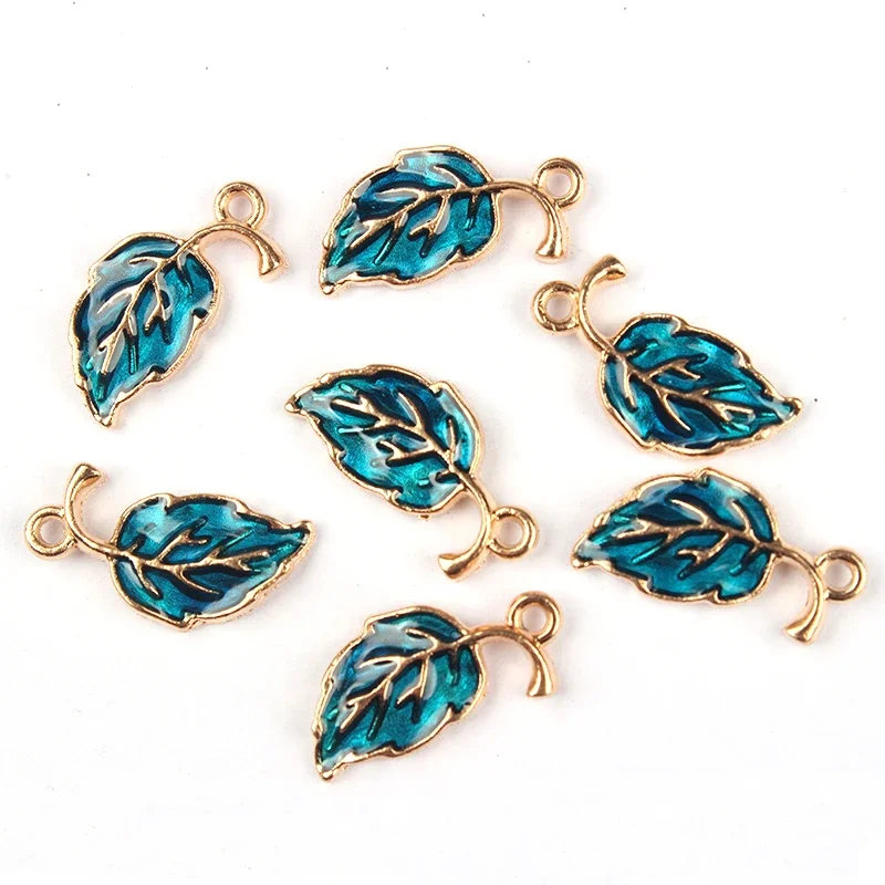 20*10mm 10pcs/lot Zinc Alloy Drop Oil Leaves Shape Charms Pendant For DIY Jewelry Earrings Accessories