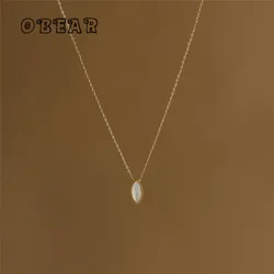 Stainless Steel Plated 18K Gold Shell Oval Pendant Necklace Women High Quality Fashion Party Jewelry Accessories