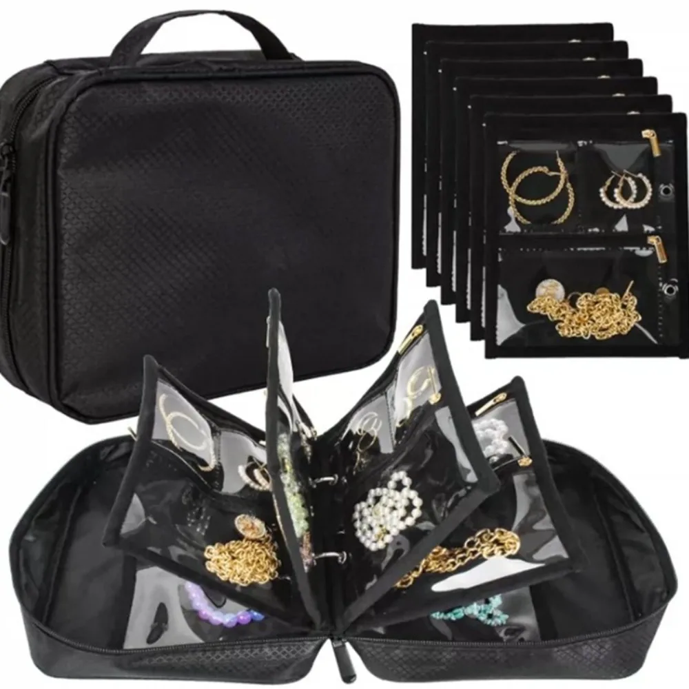 Transparent PVC Jewelry Display Bag Multi-Layer Zipper Necklace Ring Packing Bag Portable Storage Case Earrings Organizer