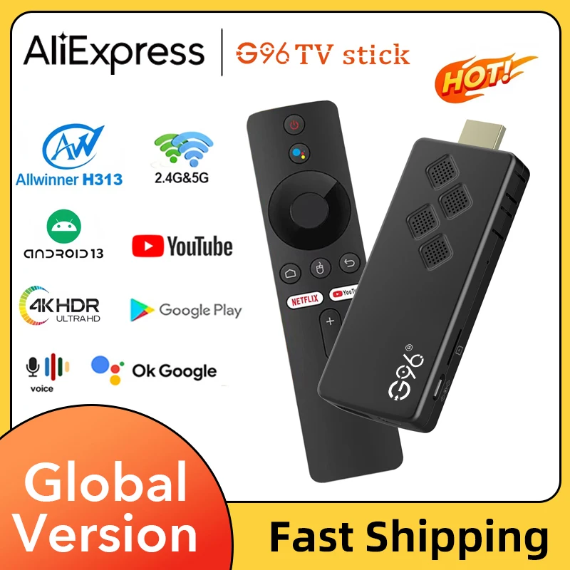 High Performance Android 13.0 4k Portable Smart TV Stick Q2 AllWinner H313 2GB RAM 16GB ROM Dual Wifi IR Remote Control TV Stick