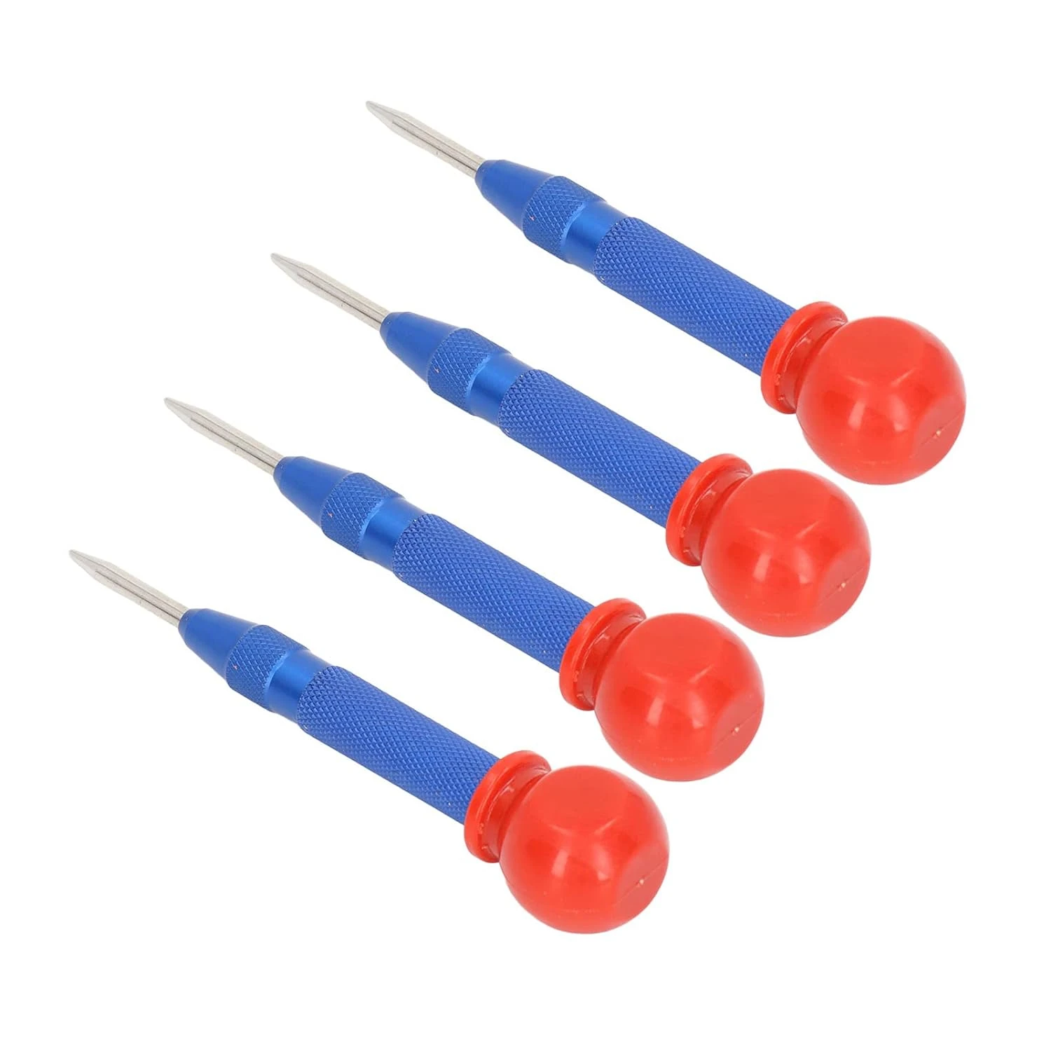 5Pcs Blue Automatic Hole Center Set for Glass and Plastic with Strong Non-Slip Knurled Texture, Comfortable Handling, and Rust-P