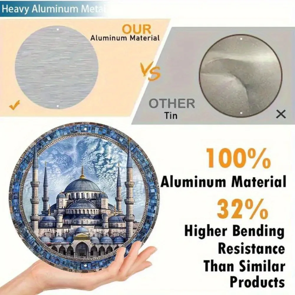 لوحة فنية جدارية معدنية تقليدية من اسطنبول التركية مقاس 8 × 8 بوصة من الألومنيوم - شارة فنية متينة، مناسبة للحديقة وغرفة النوم #6