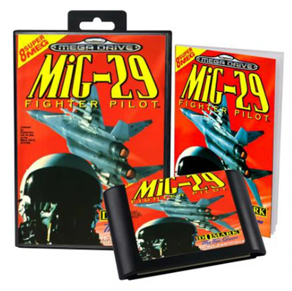 MiG-29 Fighter Pilot with Box and Manual for 16 Bit Sega MD Game Cartridge Megadrive Genesis System