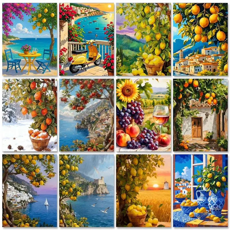 

GATYZTORY Diy Painting By Numbers Kits Seaside Store Handpainted Acrylic Painting On Canvas Diy Ideas Crafts For Home Decors