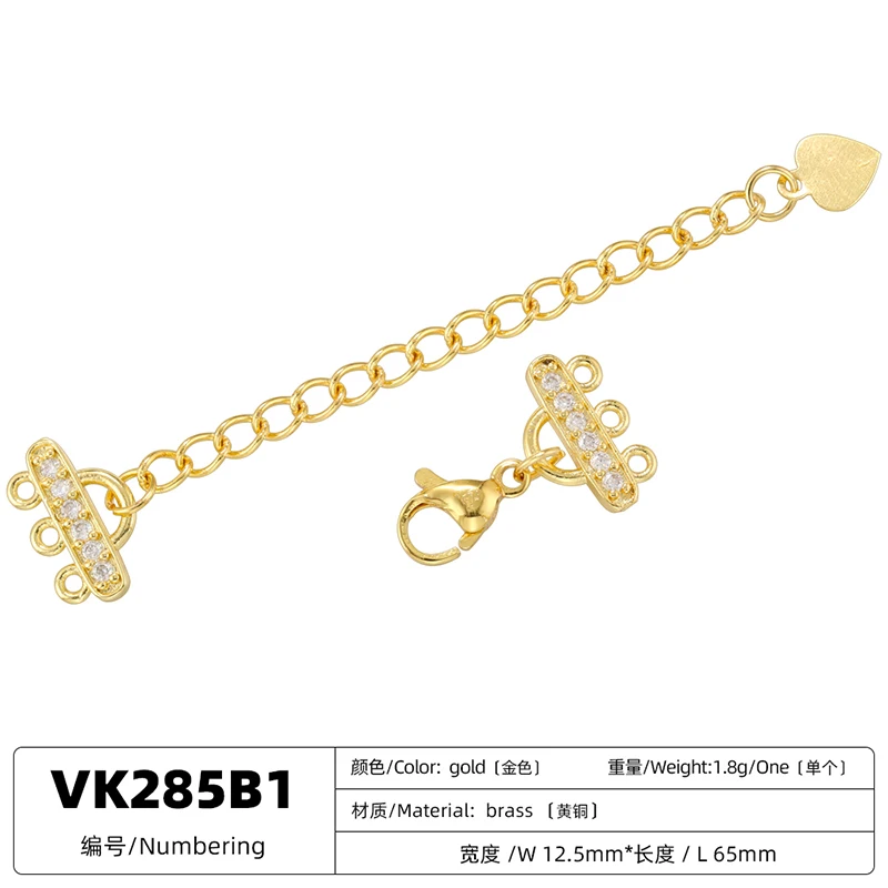 ZHUKOU New Styles Of Jewellery Clasp 18K Golden-plated Inlaid CZ Stone Handmade Jewelry Lobster Clasp Accessorie:VK283-VK285