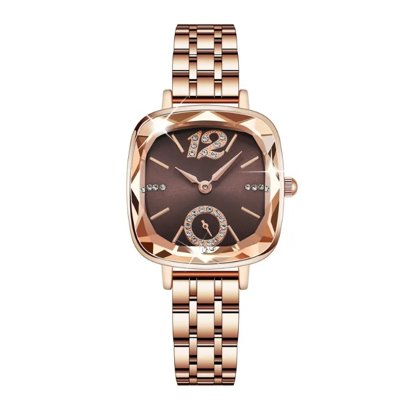 Square women\'s watch with diamond inlaid quartz watch