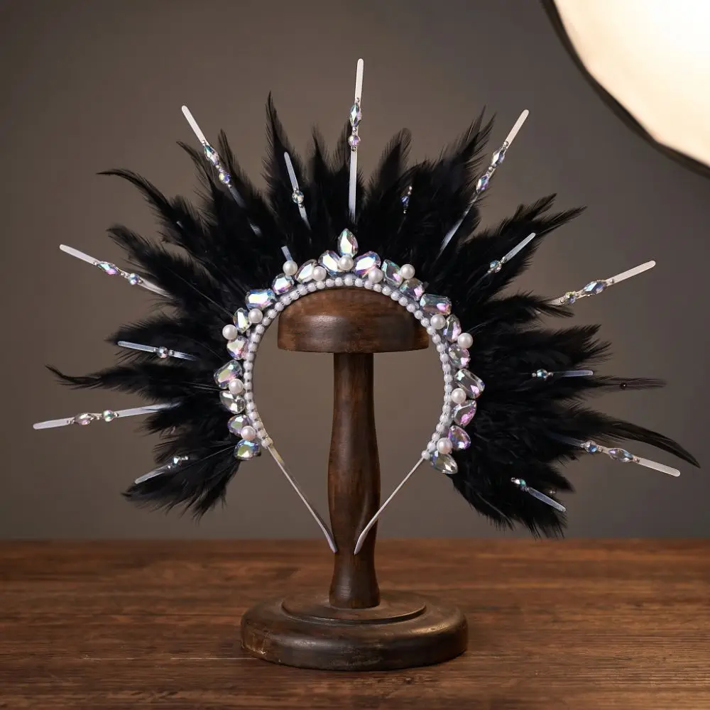 Kinder-Geschenke, kreativer Feder-Kopfschmuck, Retro-Cosplay, Pfauenfeder-Stirnband, einzigartiger dekorativer Pfauen-Kopfschmuck, Requisiten für den Abschlussball – Detail 2