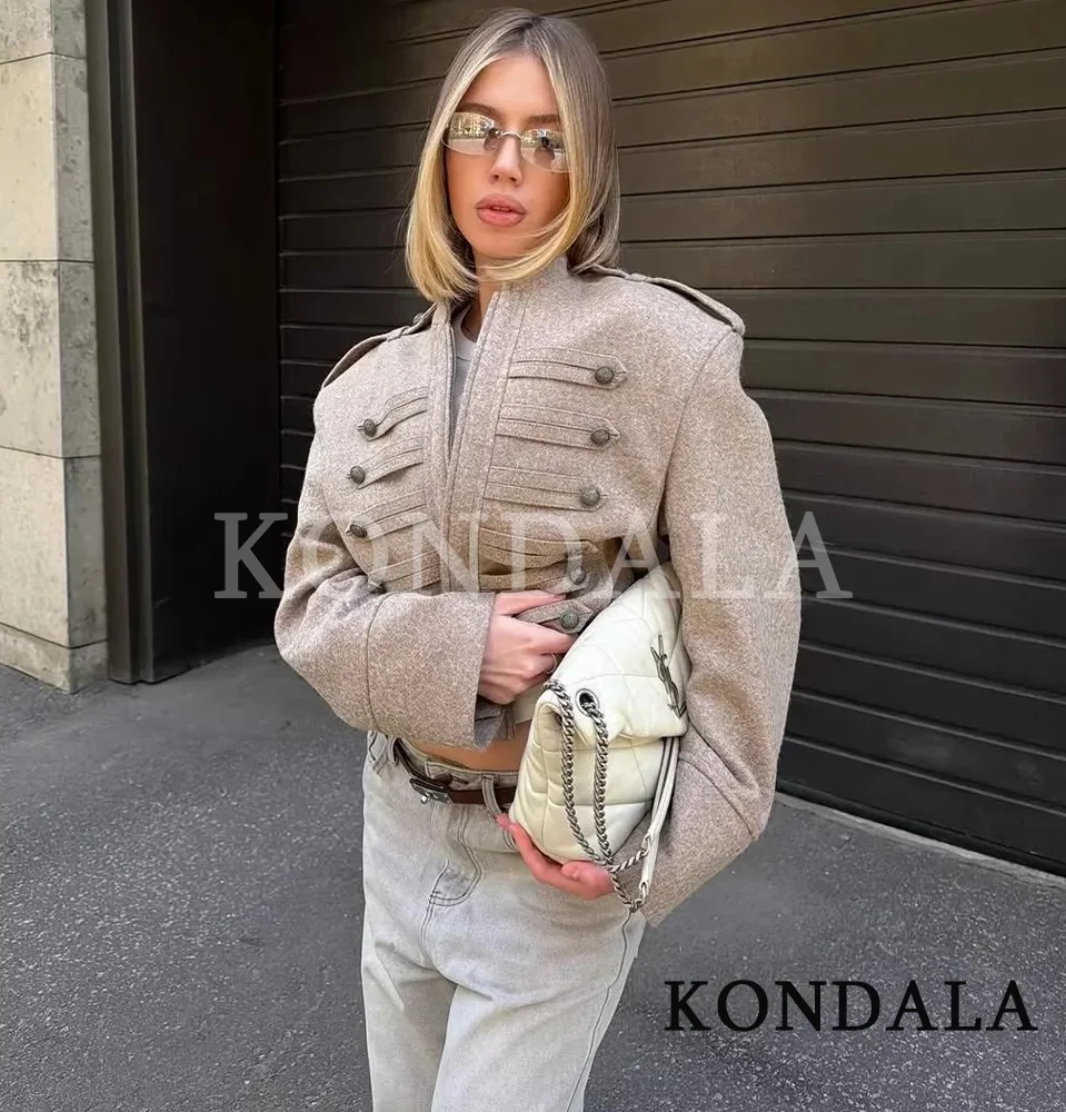 KONDALA Damen High-Street Trendige Schlanke Jacke Stehkragen Reißverschluss Kurze Jacke Neue Mode 2026 Frühling Herbst Lässige Pendlerjacke