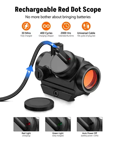 Red Dot Sight with Motion Awake 3 MOA Compact Scope Rechargeable Optics Reflex Sights for 20mm Picatinny Rail Mount