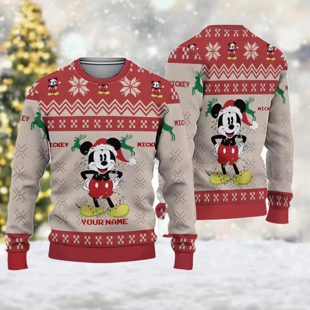 Merry Christmas Mickey Mouse Disney Ugly Christmas Sweater Gift Santa Claus Pullover Men's 3D Autumn Winter Sweatshirt 2025