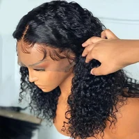 Pelucas de Cabello Humano Brasileño 100% Rizado Profundo, Color Negro Natural, Ondas Profundas, Encaje Frontal HD 13x4, Pelucas con Encaje Transparente