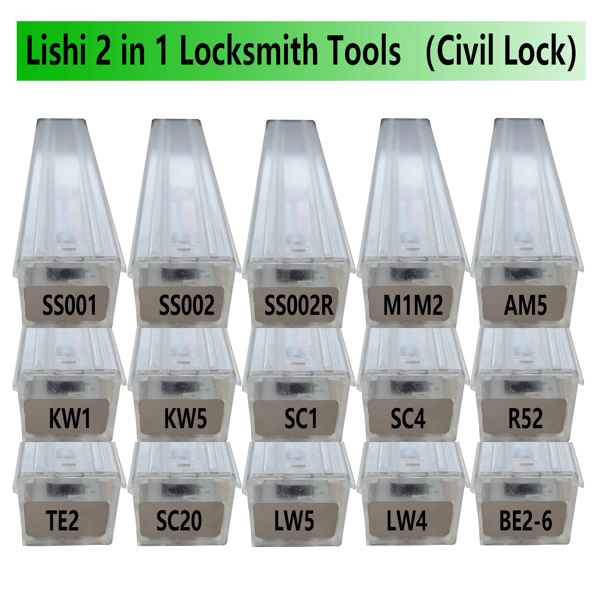 

Lishi 2 in 1 SS001 SS002 pro SS002R M1/M2 AM5 R52 KW1 KW5 SC1 SC4 SC20 LW4 LW5 BE2-6 For Civil Lock Professional Locksmith Tools