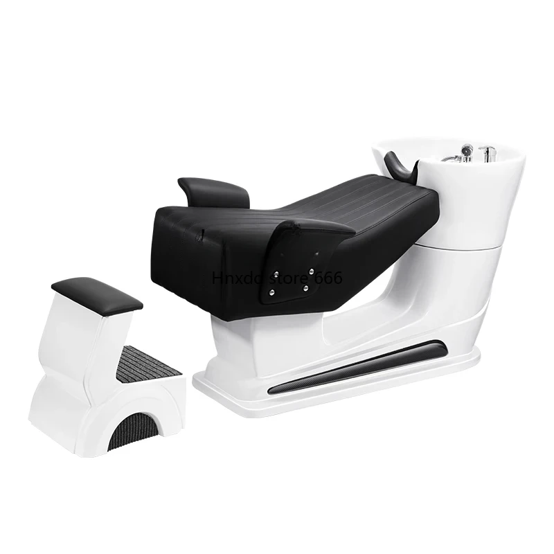 High-end fashion and simple hairdressing head therapy dedicated semi-lying fiberglass ceramic basin shampoo bed