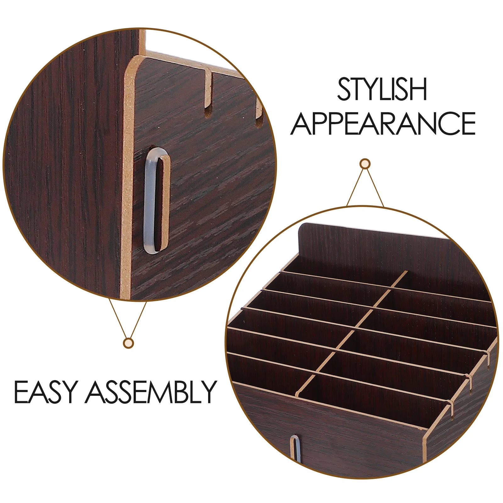 12 مقصورة خشبية صندوق تخزين الهاتف منظم سطح المكتب لمكتب المنزل حامل هاتف الخليوي متعدد الوظائف انفصال المحمول #3