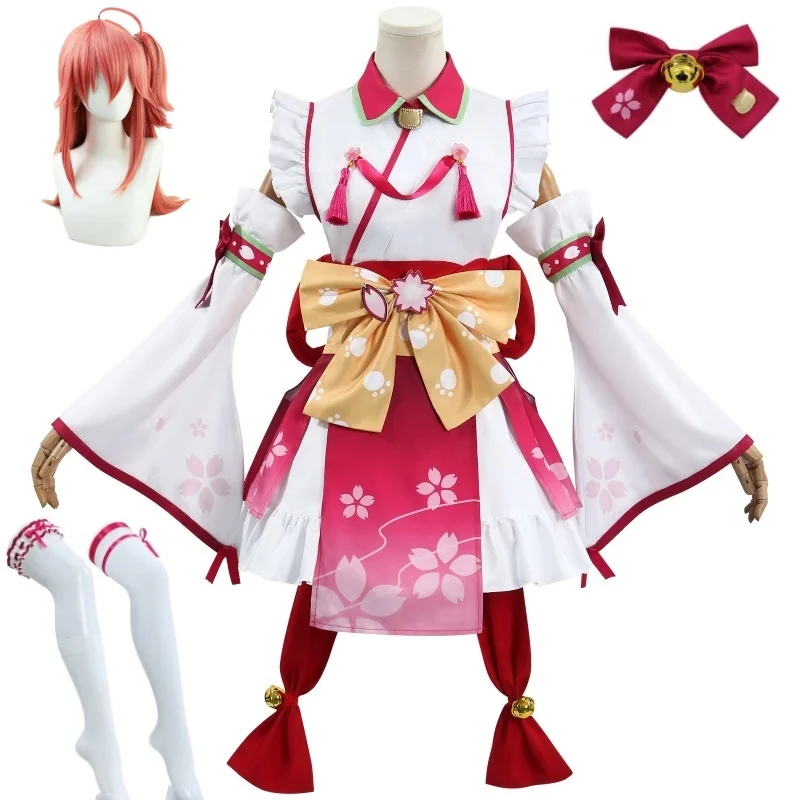 Anime Sakura Miko Cosplay Costume Japanese Kimono Skirt Lolita Woman Sexy Kawaii Halloween Party Suit