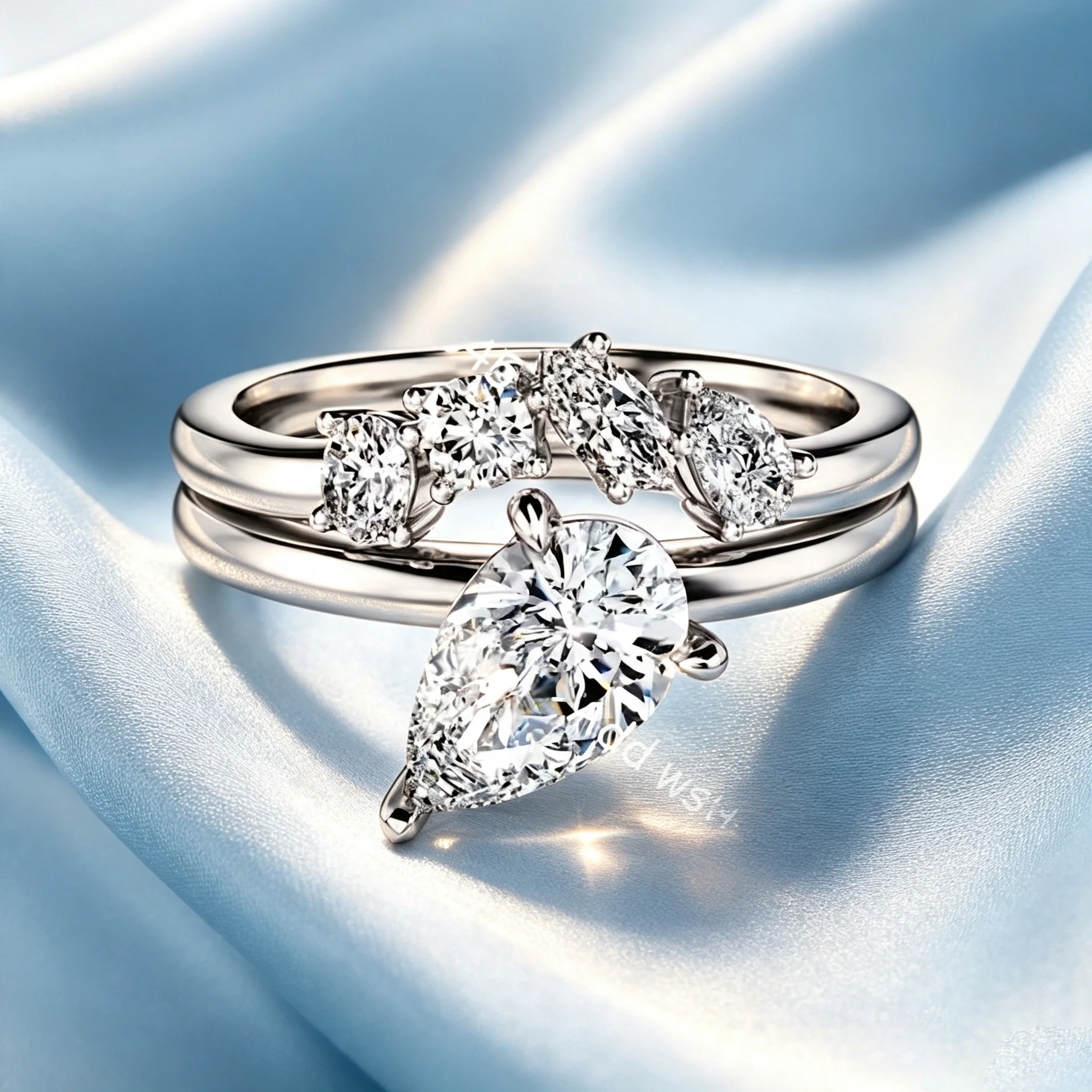 Women's Multilayer Stackable Open CZ Butterfly Floral Ring
