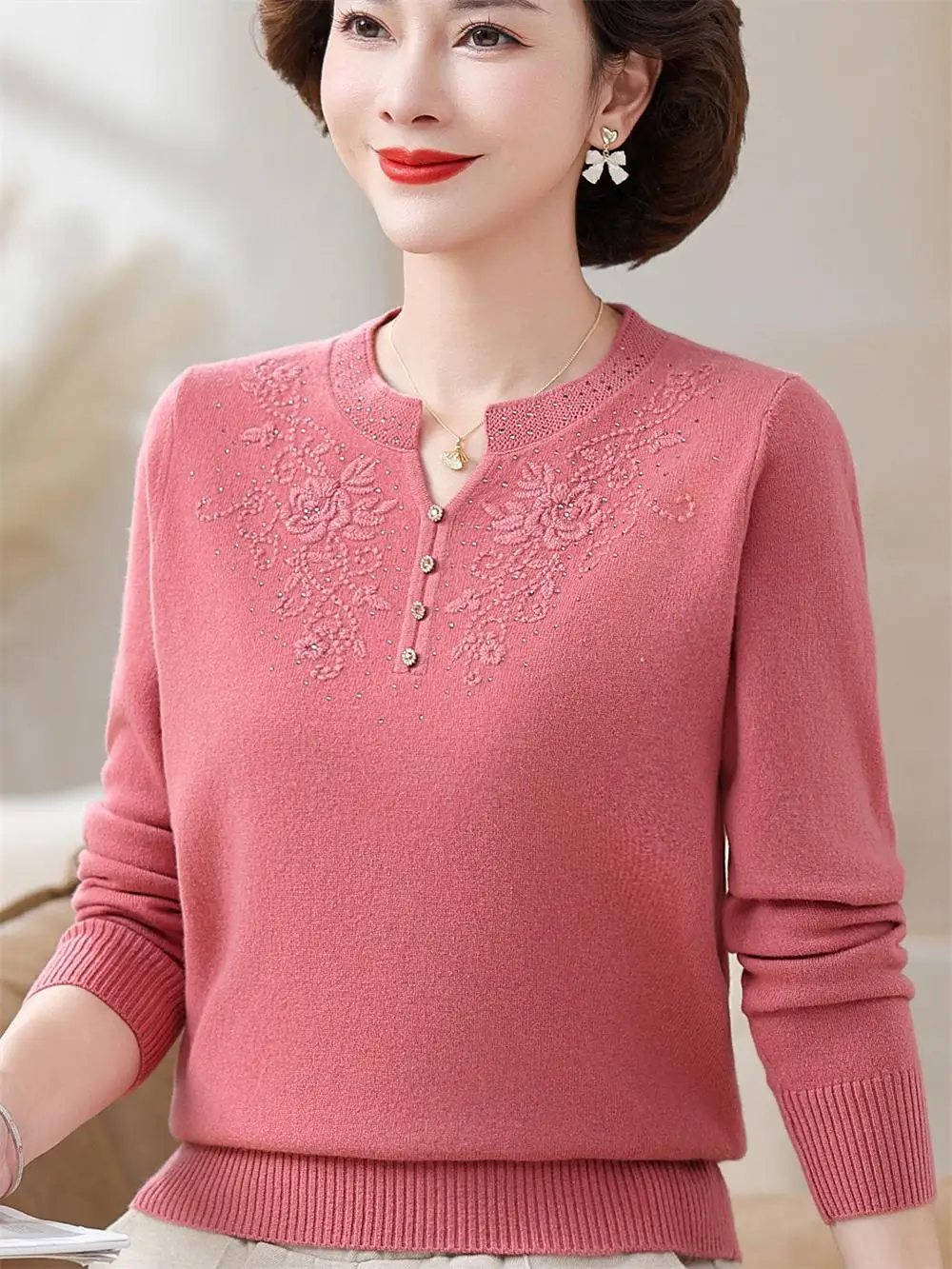 

00 Вязаный свитер из чистой шерсти, внутренняя одежда, осень-зима, женский модный свободный крой, круглый топ Materni и большие размеры