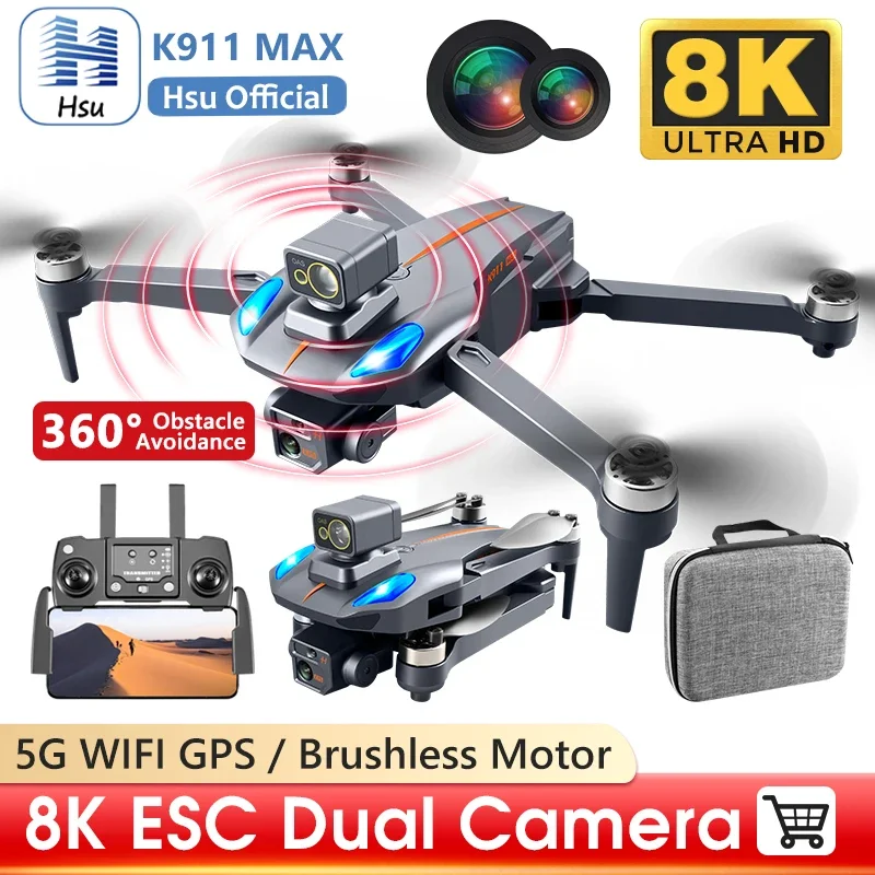 

K911 MAX Drone 4K Professional Dual HD Camera 5G WIFI GPS Dron 360 Obstacle Avoidance Brushless Motor FPV RC Quadcopter