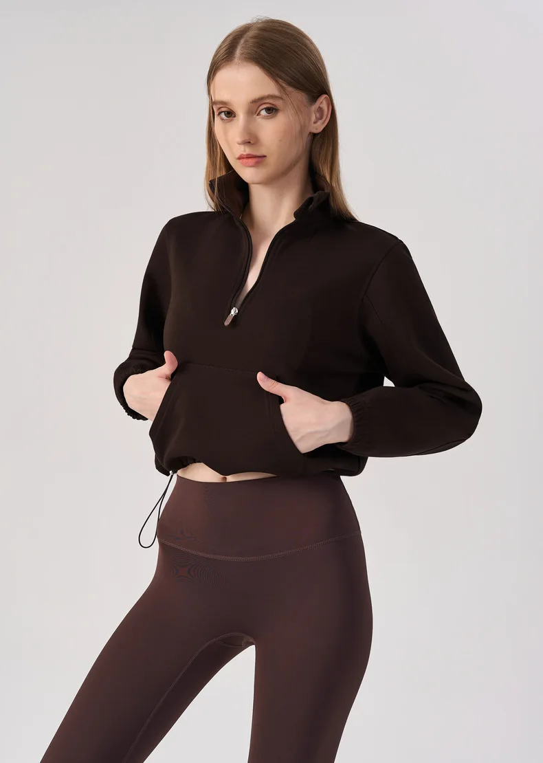 Women Half Zip Pullover Stand Collar Sweatshirt Autumn Winter Outdoor Sports Long Sleeve Top Tennis Fitness Yoga Jacket