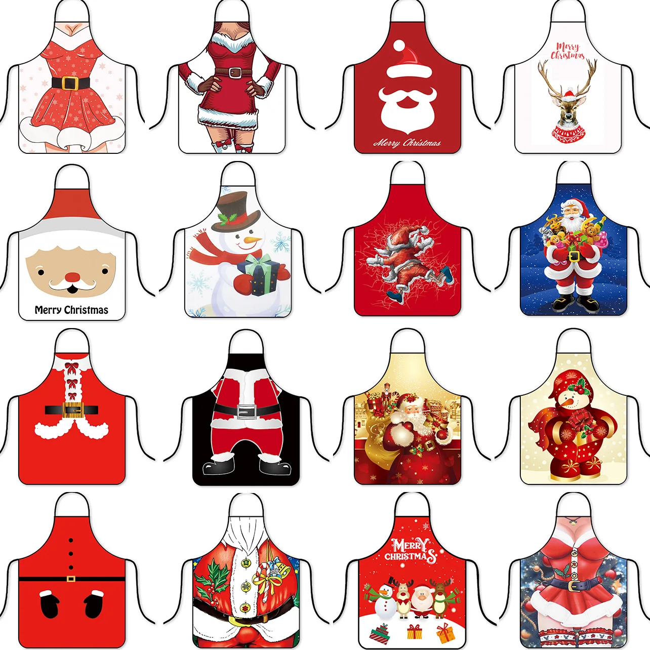 

Christmas Apron Funny Novelty Gift, Waterproof Kitchen Bib with Holiday Prints for Cooking Party & Decor