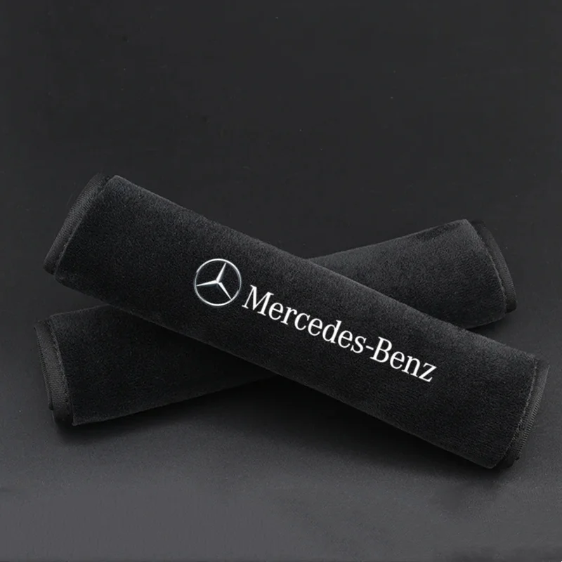 Car seat belt leather Shoulder Protector Safety Belt 2pcs For Mercedes Benz S320 W164 W203 W204 W168 C180 E320 A200 CLA CLK CLS view 4