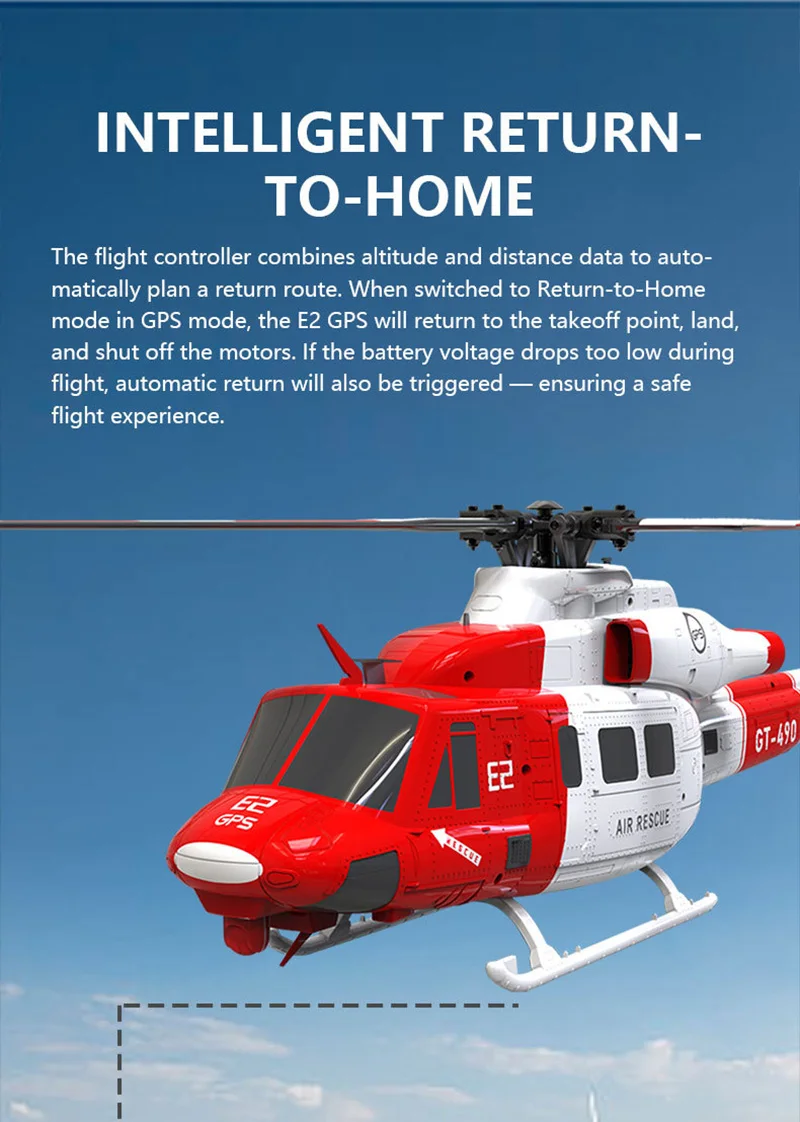 Novo goosky e2 gps helicóptero de controle remoto inteligente realista Uh-1y modelo de vôo brinquedo simulação de aeronave brinquedos voadores presente