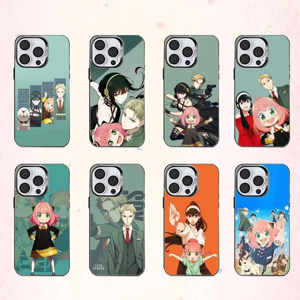 

Anya F-Forger Spy x Family Phone Case For iPhone17,16,15,14,13,12,11 Plus,Pro Max Colored Silver Plated Inside Cover