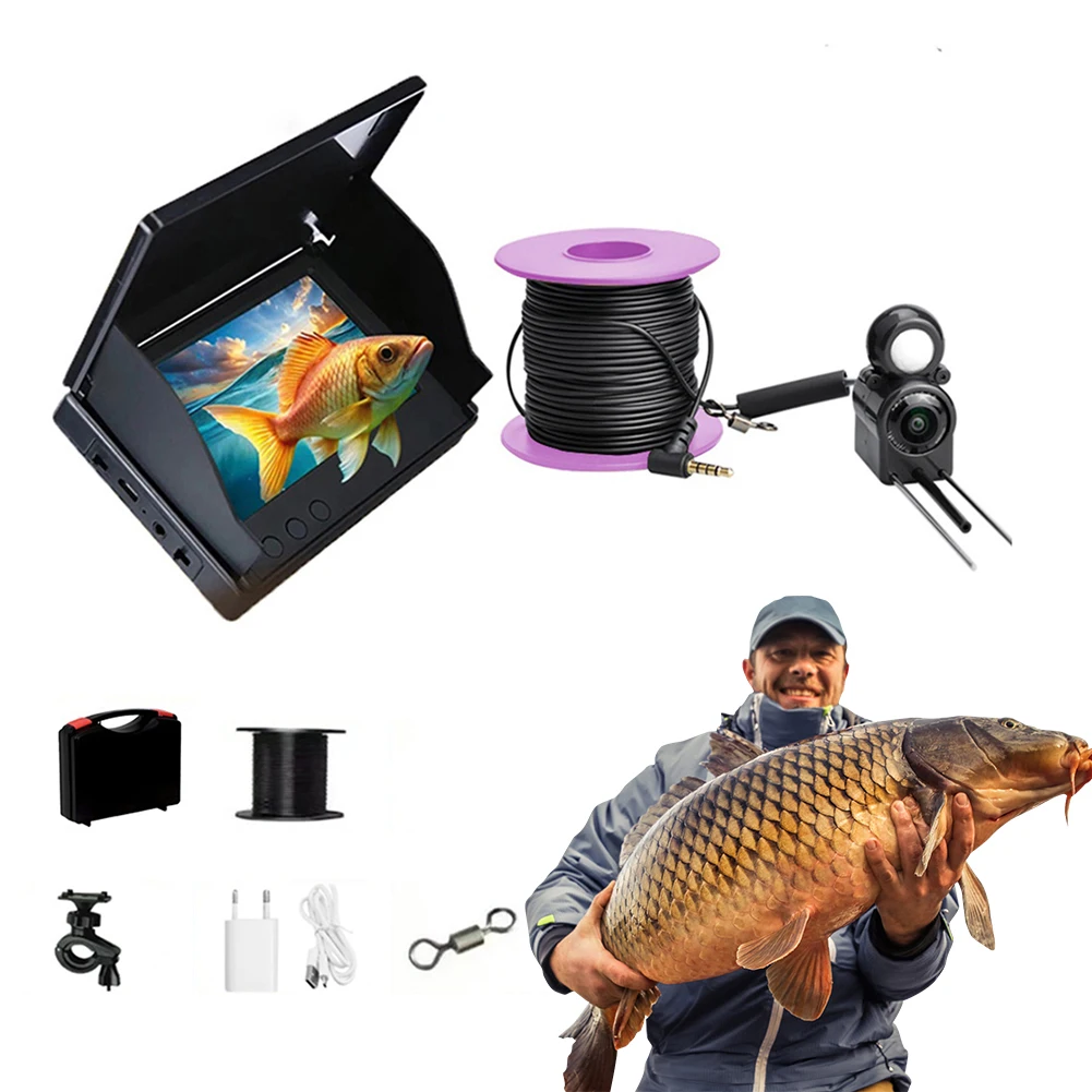 Underwater Fishing Camera 4.3 Inch IPS Monitor Ice Fishing Camera Waterproof Ice Fishing Fish Finder 15/20/30m Cable Fish Finder