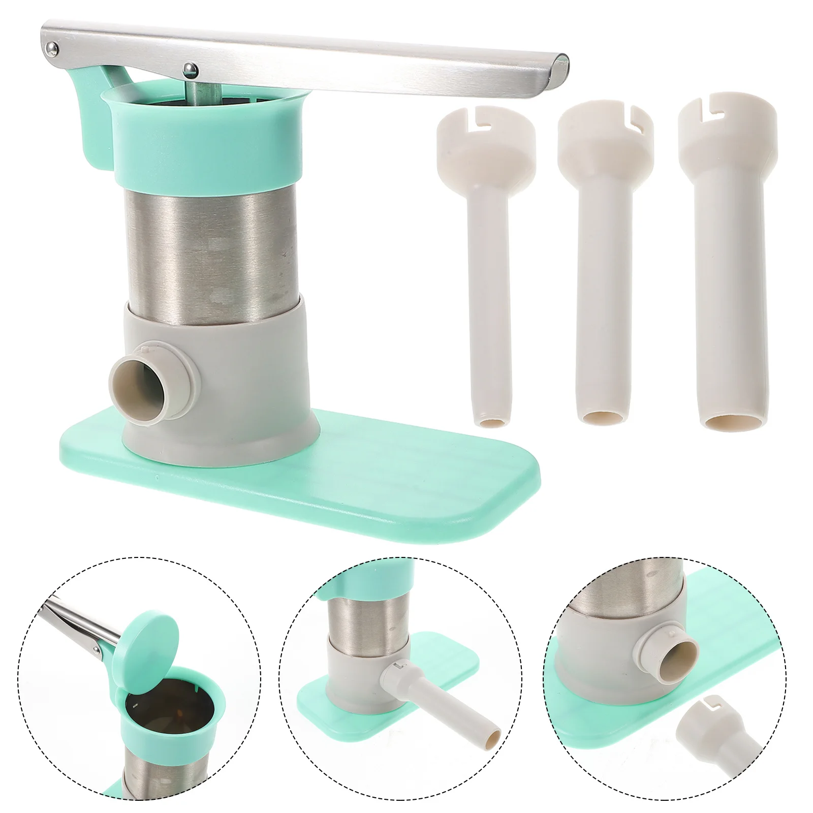 

1Set Manual Sausage Stuffer Stainless Steel Filler with Tubes for Homemade Bratwurst Sausage Making Kit Handheld Meat Filling