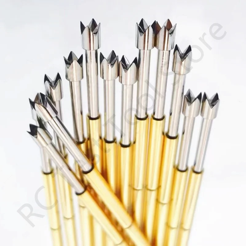 100PCS Spring Test Probe P100-Q2 4-claw Head Test Pin Head Dia 1.5mm Length 33.35mm Needle Dia 1.36mm Spring Pogo Pin P100-Q