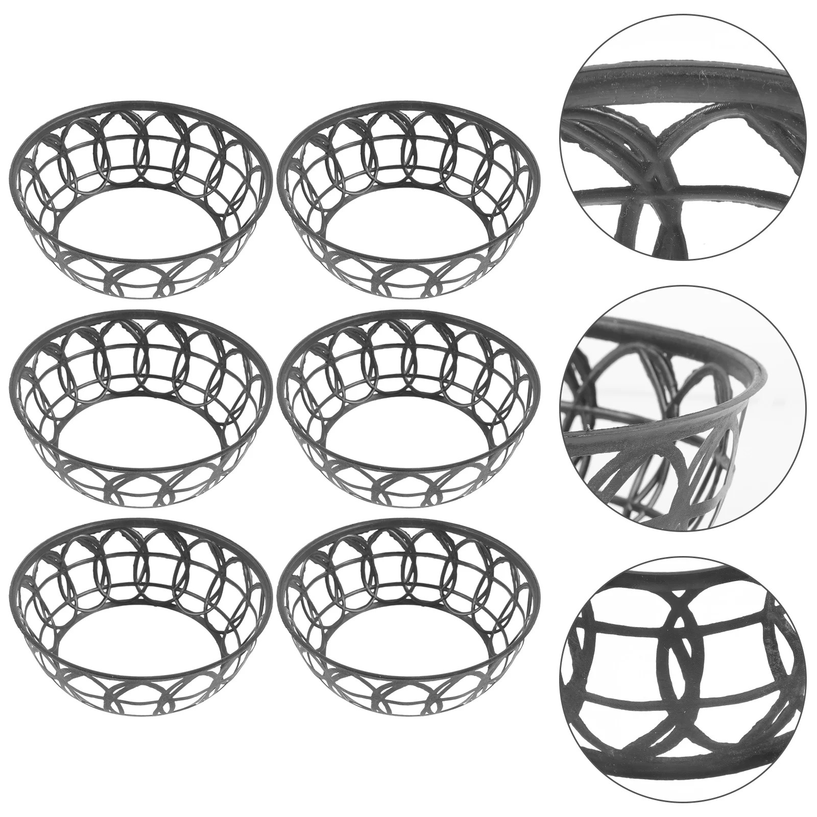 6 Pcs Rings Hat Inner Bowl Bamboo Straw 6pcs Loop Chinese Shaper Insert DIY Plastic Hoop Black Heawear Inside