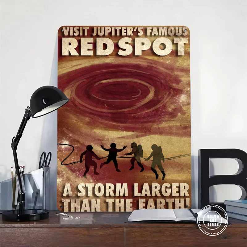 Visit Jupiter Space Travel Poster Retro 3D Printed Metal Signs Customized Wall Hanging Gift for Interior Decoration Living Room