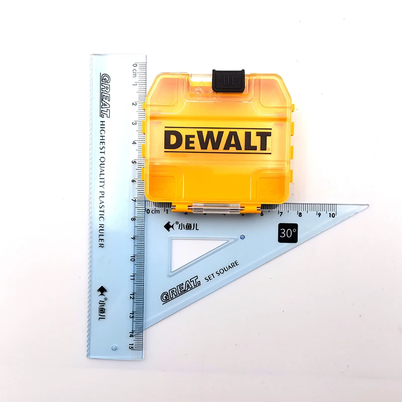 DEWALT Original Drill Bits Mini Containment Box Yellow Shell Sliding Switch Small Tough Case 74*67*17MM 1PCS