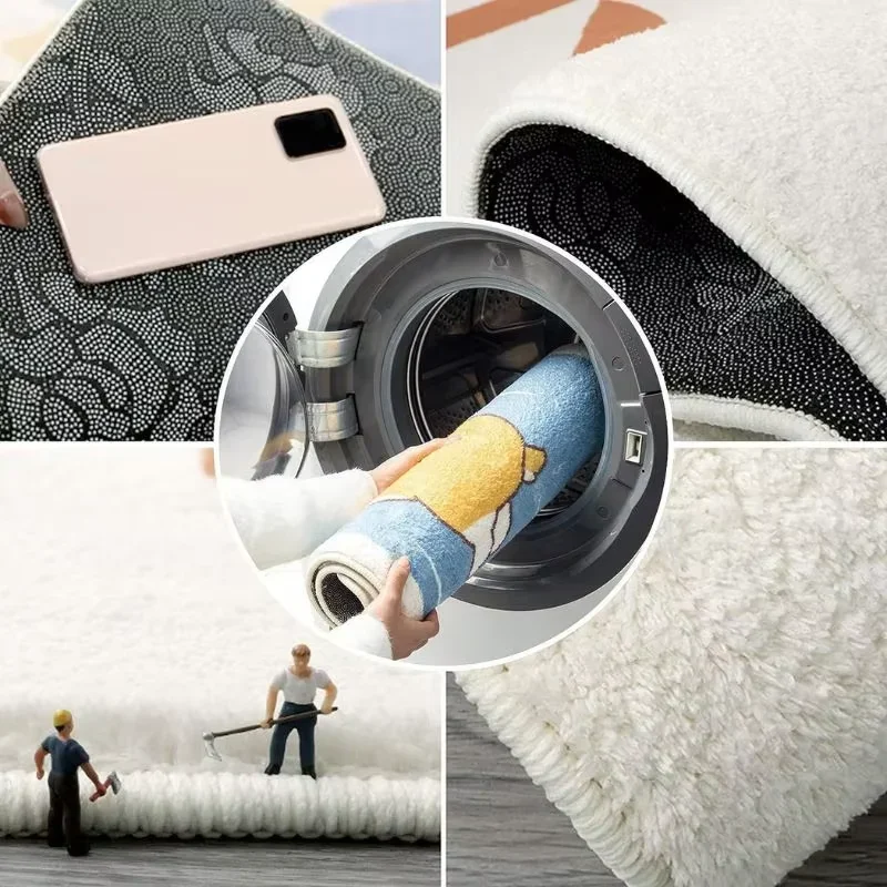 VIKAMA Simple Flower Pattern Carpet Comfortable And Warm Bedside Rug For Bedroom, Entrance Floor Mat, Home Decoration view 6