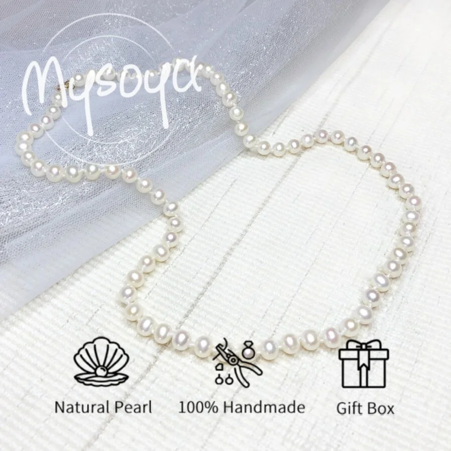 

Ожерелье из пресноводного жемчуга MYSOYA, жемчужины 5-6 мм, с подарочной коробкой, подарок для него/нее, на каждый день/на день рождения/на свадьбу