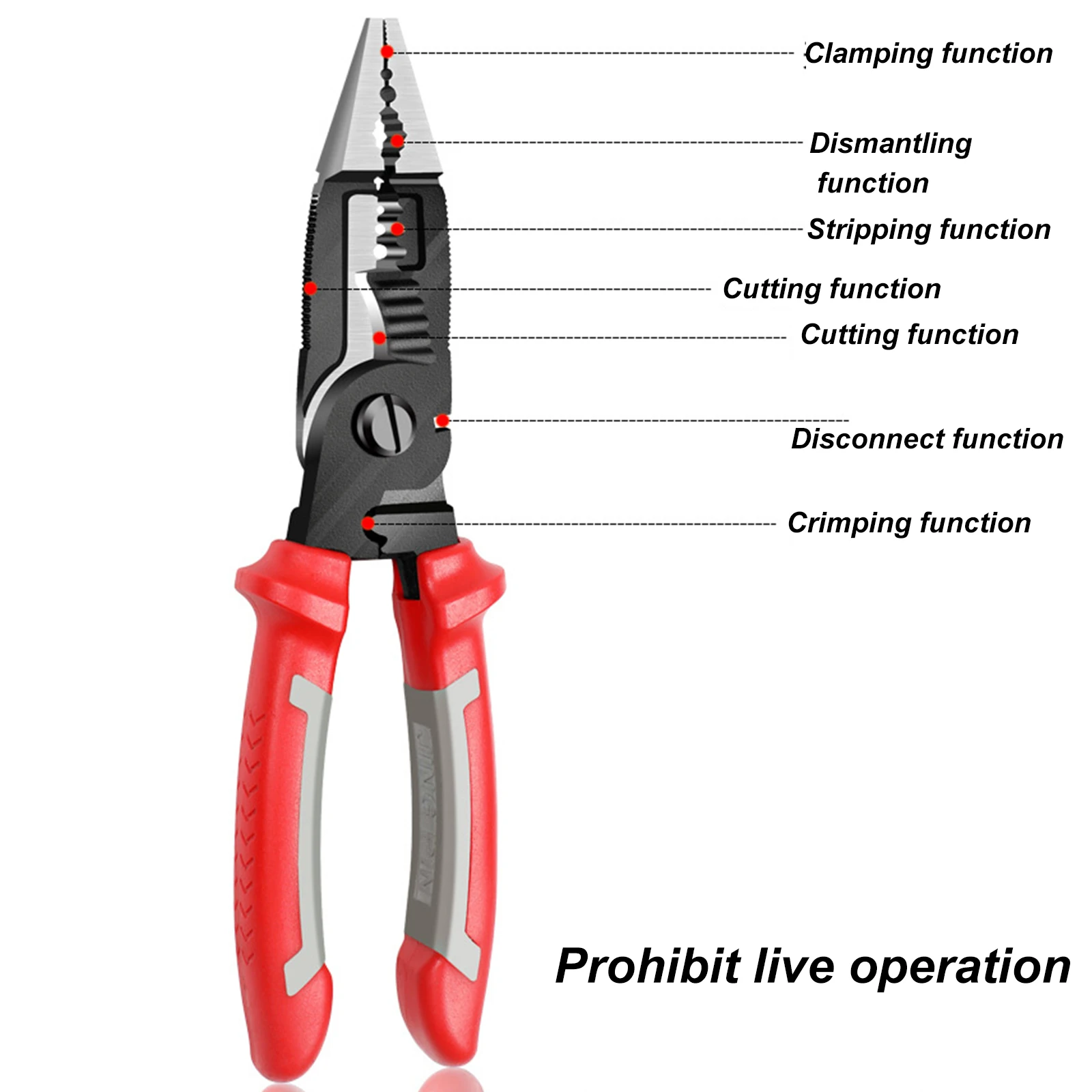 9 In 1Wire Strippers Cutter Multi-function Nippers Sharp-nosed Peeling Pliers Electric Cable Stripping Electrician Crimping Tool