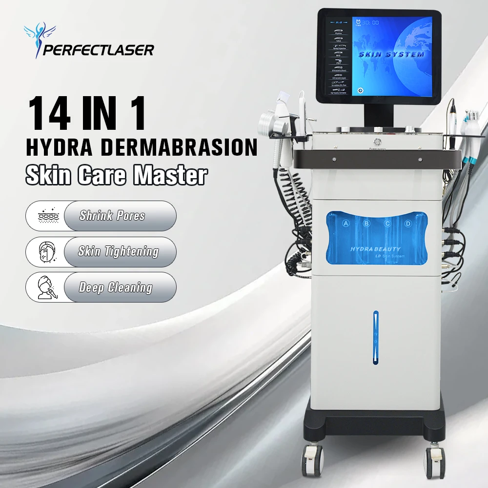 Perfectlaser 14in1 Oxcygen Hydra Dermabrasion Machine Diamond Deep Clean Blackhead Removal Water Facial Skin Care Device Salon