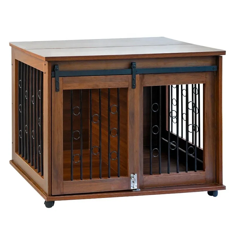 Luxury wooden pet cage and house products Double door design Large space adjustable large dog