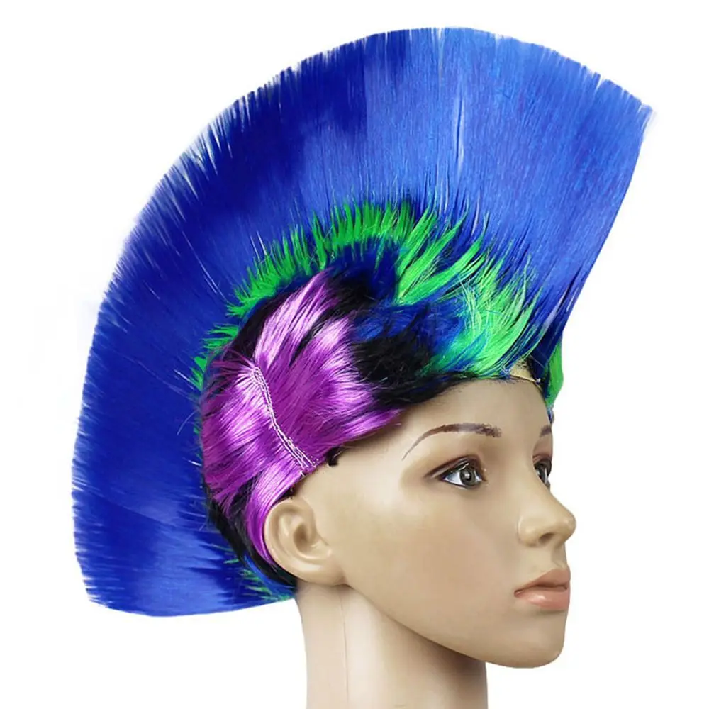 Suitable for Women Men Punk Rainbow Red and Yellow Colorful Hair Wigs Wigs for Costume Party Halloween