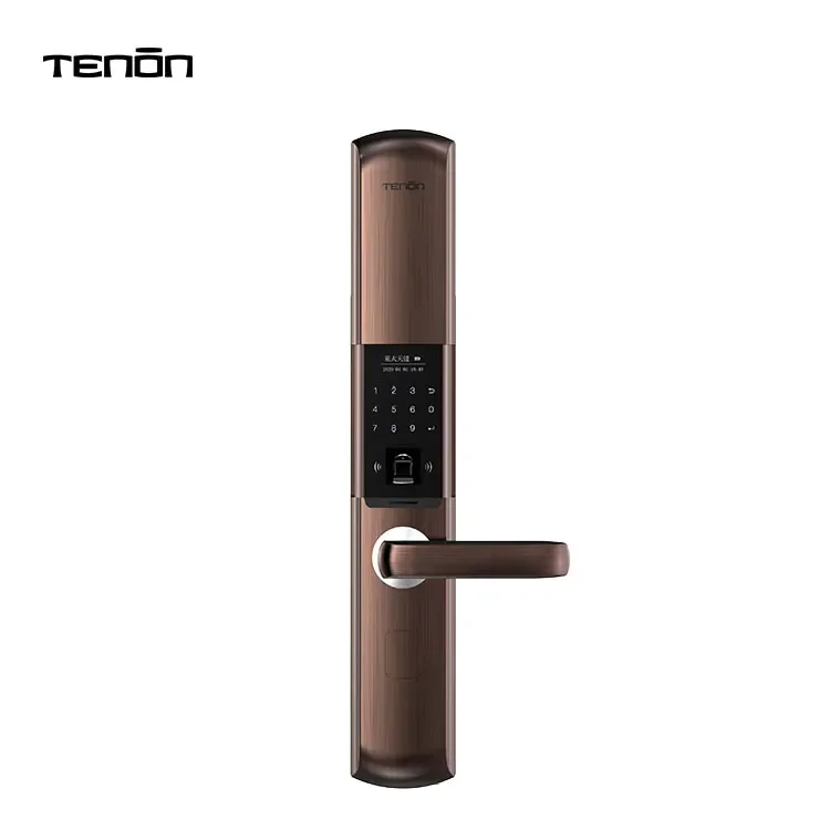 Tenon-cerradura de manija de puerta inteligente T109, resistente al agua, contraseña, sin llave, Digital, biométrico, huella dactilar, fina