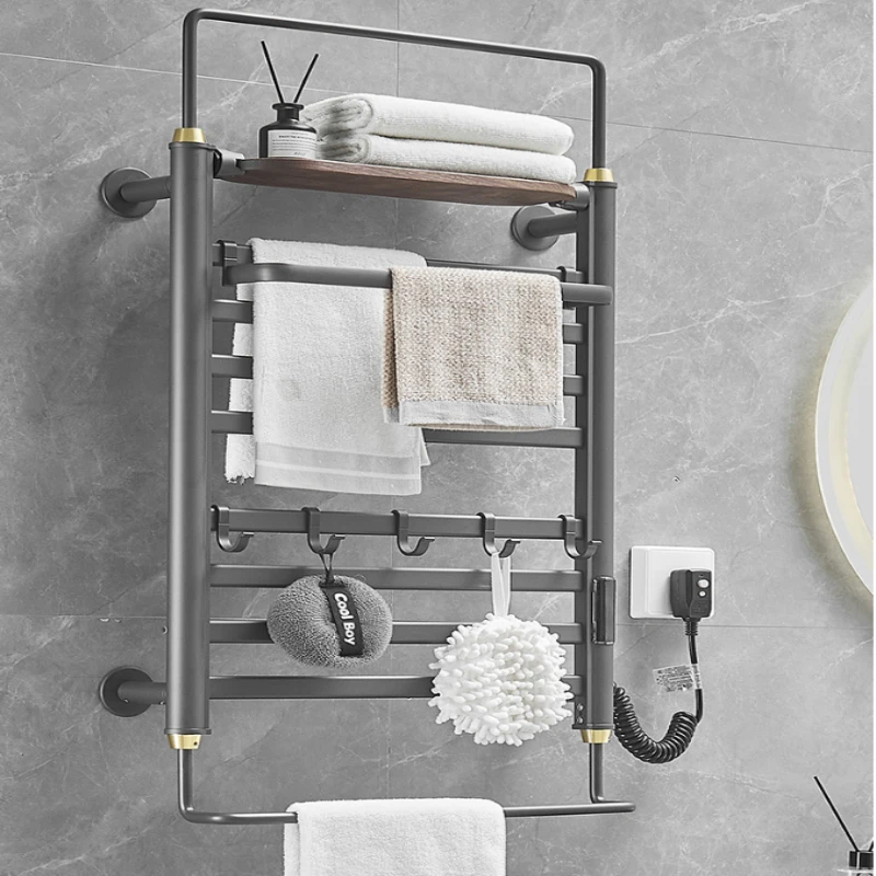 

Bathroom Electric Towel Rack Wall Mounted Storage Holder for Bath Towels Fast Heating System Thermostat Control Towel Warmers