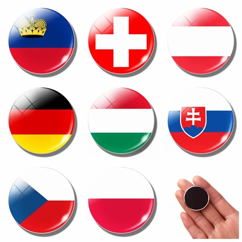 Flaga Europa Środkowa Czechy Republika Polska Węgry Niemcy Austria Szwajcaria 30MM Magnes na lodówkę Magnetyczne naklejki na lodówkę