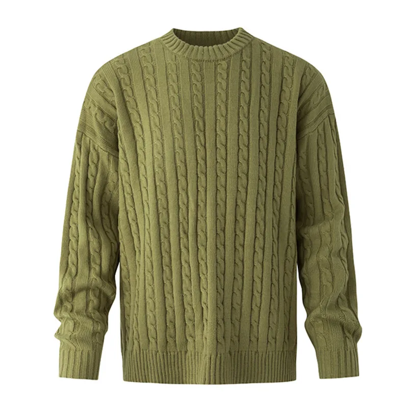 SYUHGFA بلوفرات متماسكة على الطراز الكوري سترات رجالية عتيقة برقبة دائرية سترة حياكة تناسب الجميع سترة رجالية تناسب شتاء 2025