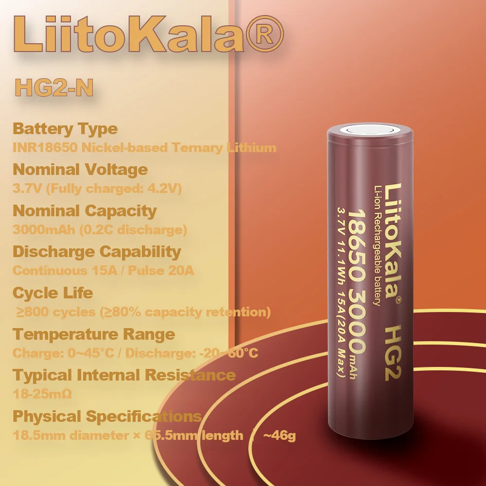 Liitokala new Original  HG2 18650 3000mAh battery 3.6v The discharge 30A Dedicated  battery