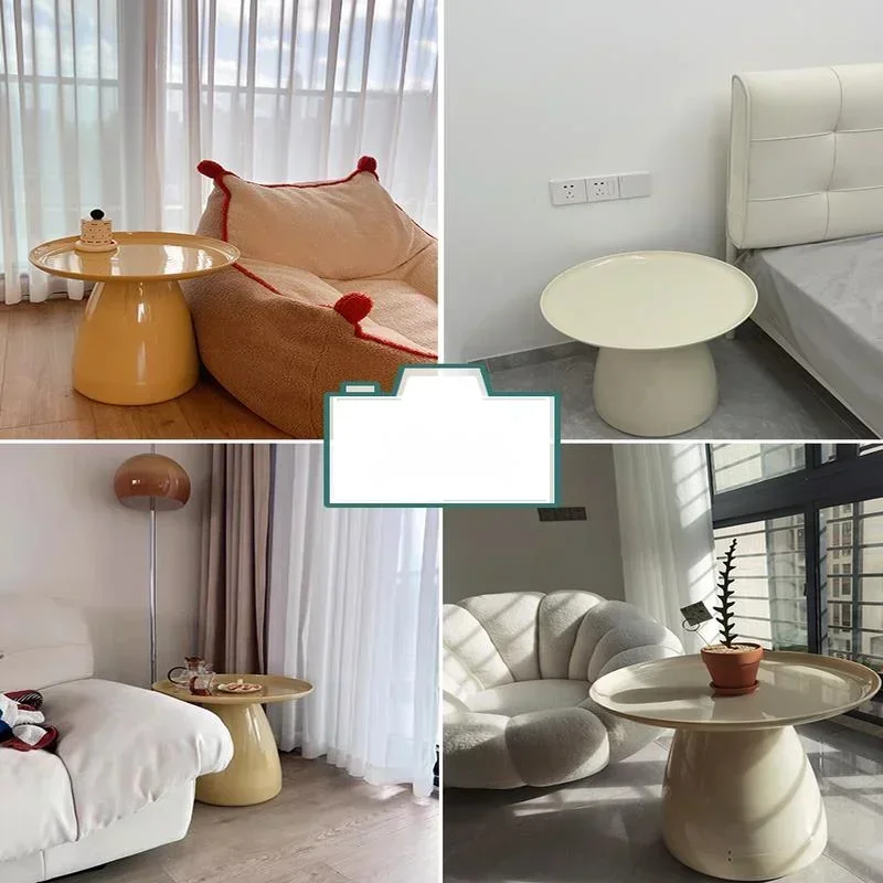 Nordic Cream Wind Coffee Table  Simple Modern Plastic Round Tea Table Creative Side Table  Living Room Furniture