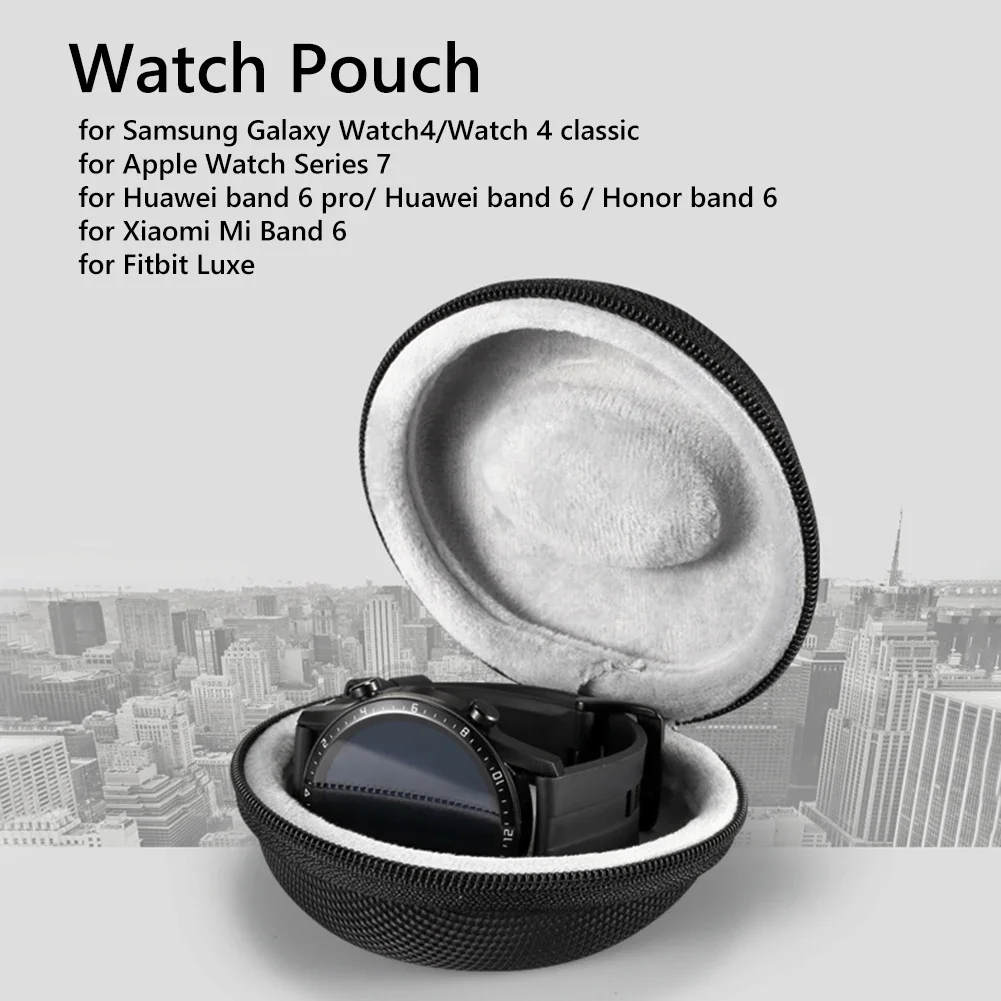 Zipper Watch Storage Box Pocket Smart Bracelet Protective Cover Case Pouch for Samsung Galaxy Watch4 Apple Watch Series 7 Huawei