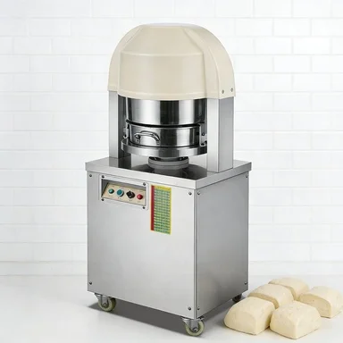 Industrial dough divider, hydraulic dough divider and rounder for the production of large dough balls for bread and pizza