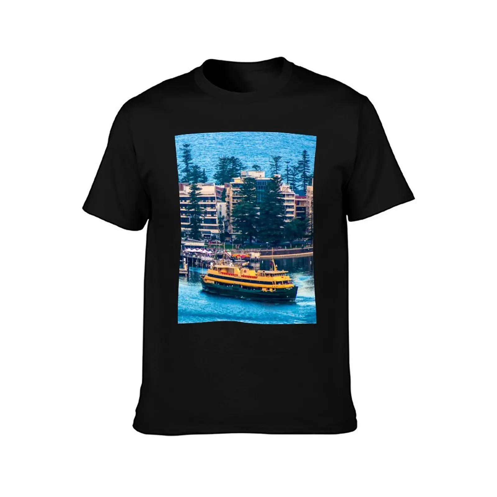 Manly Ferry arriving at Manly Wharf North Harbour Sydney NSW Australia T-Shirt Summer Casual Cotton Tee Unisex Men Women